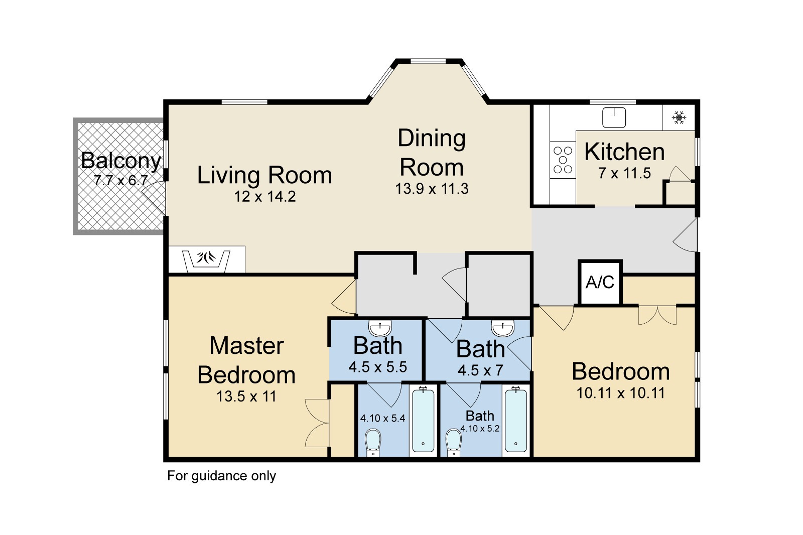 Floor plan for Unit 104D - Snead: 2 Bed/2 Bath 940 Sq Ft