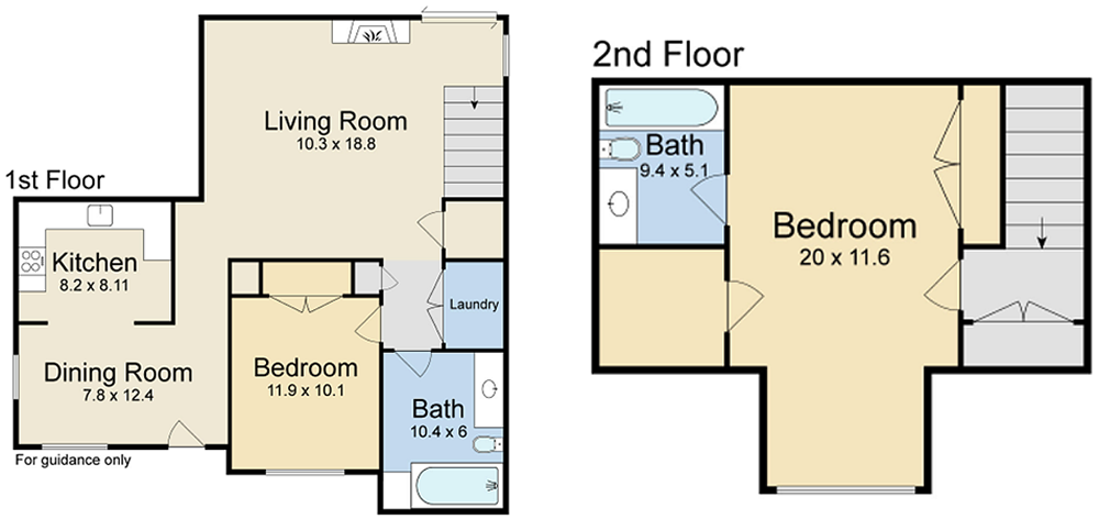 Floor plan for Unit D1 - Chapman: 2 Bed/2 Bath 986 Sq Ft